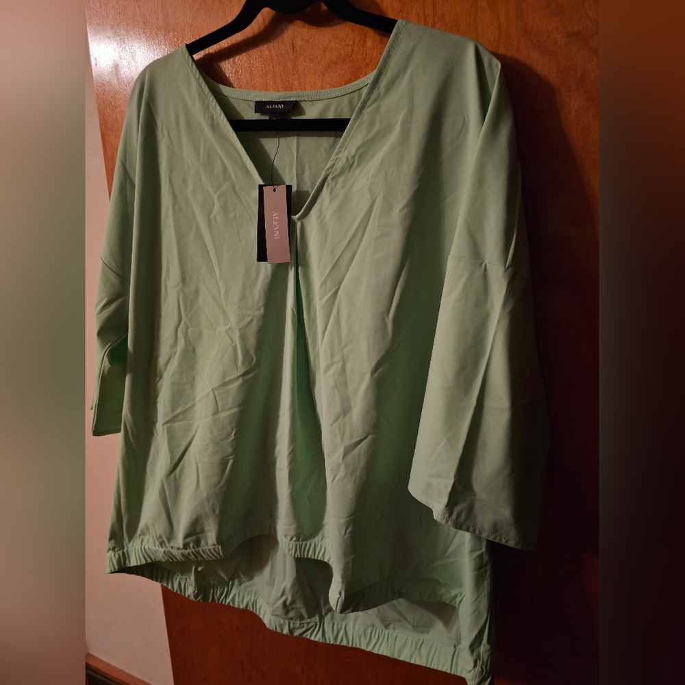 Alfani Women's Green V-Neck Top